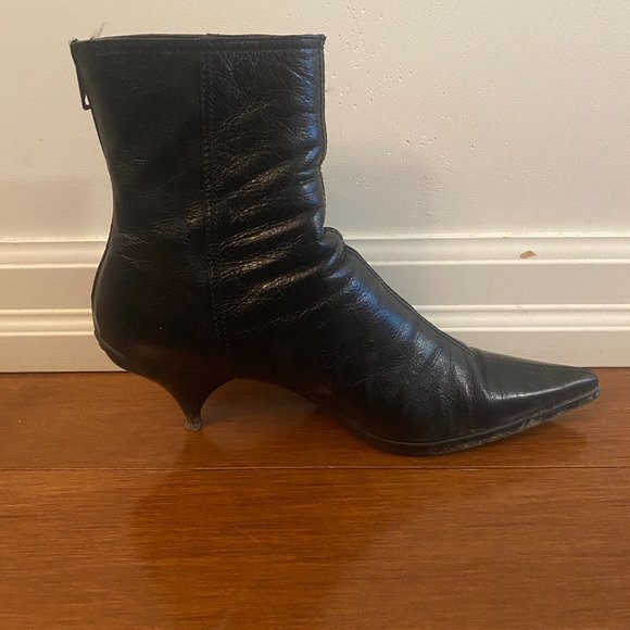 Black Miu Miu Low Heel Ankle Boots - Picture 3 of 4